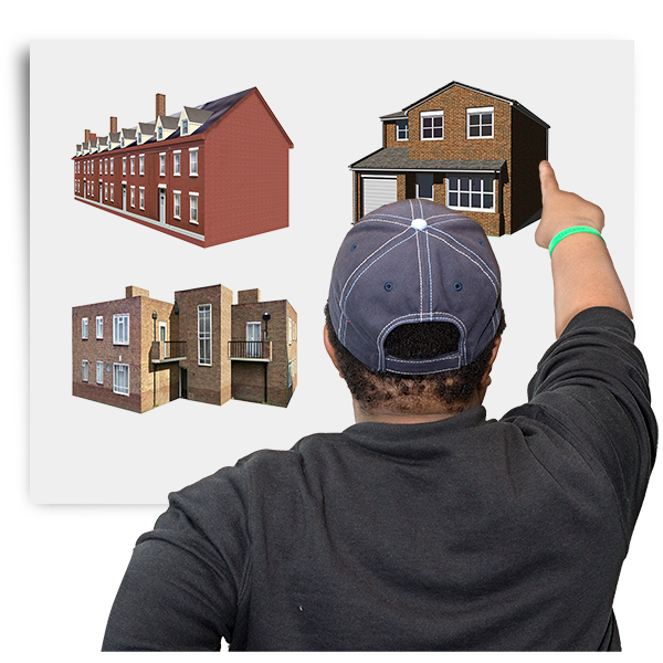 A picture of a man choosing a care home